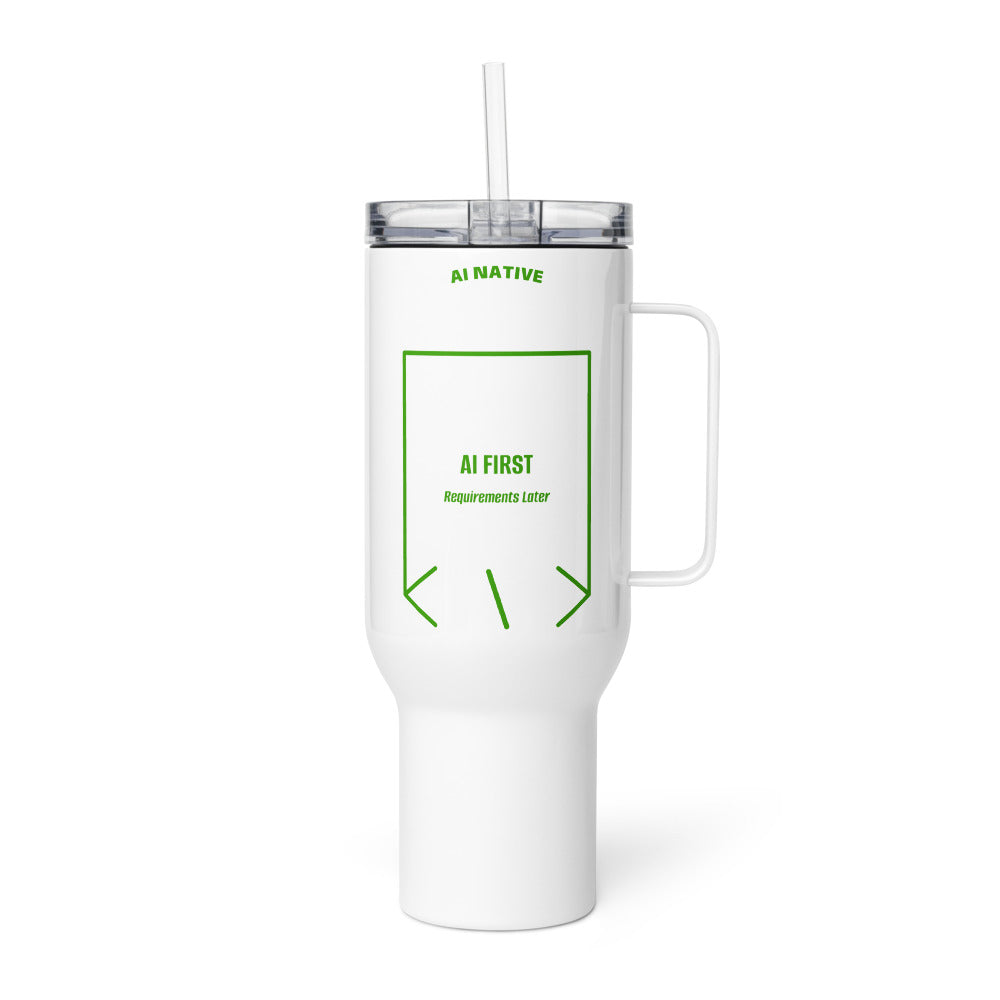 AI First — White Green back mockup (40 oz)