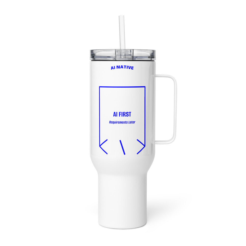 AI First — White Blue back mockup (40 oz)