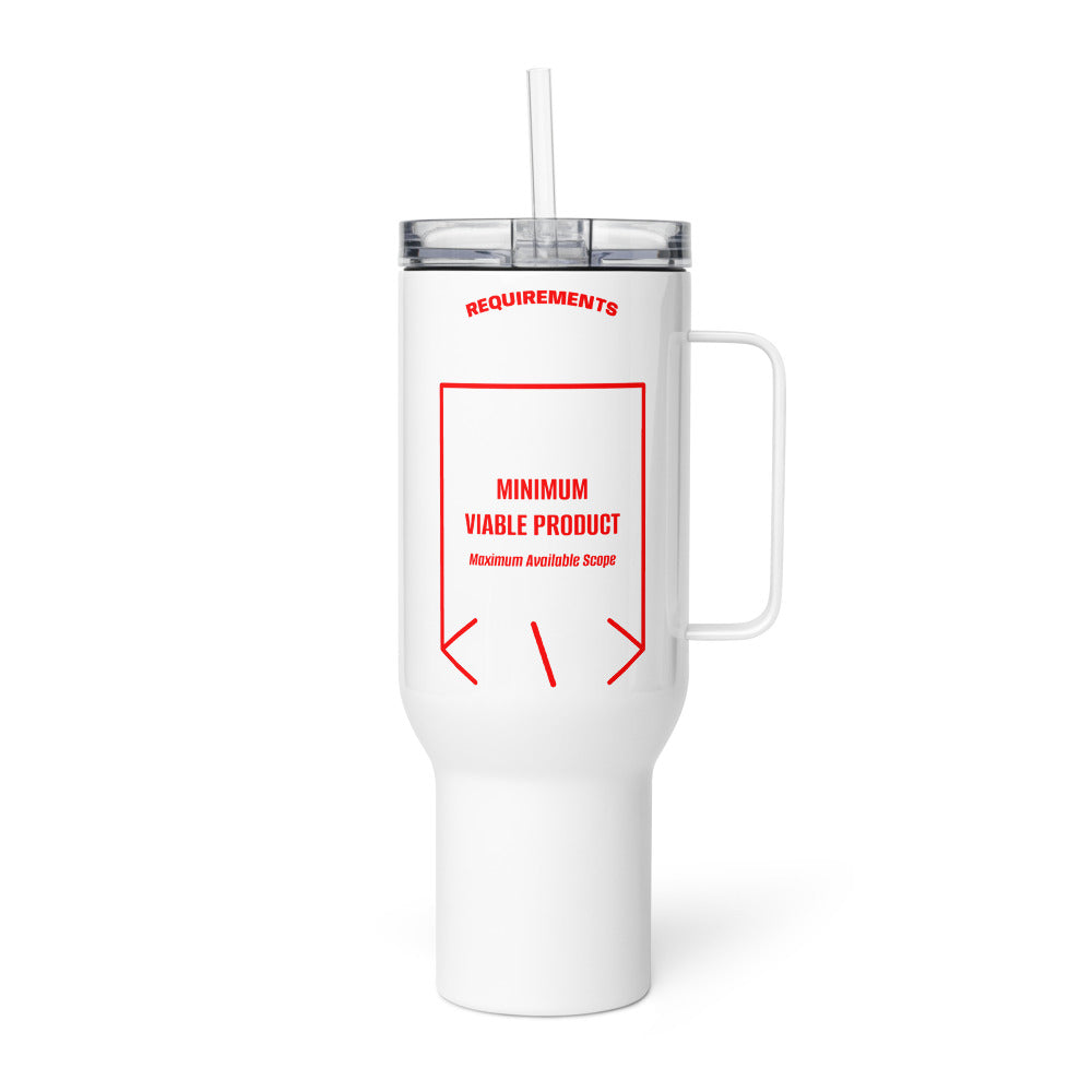 Minimum Viable Product — White Red back mockup (40 oz)