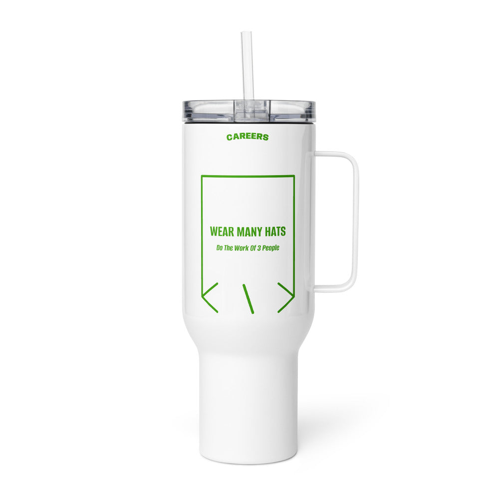 Wear Many Hats — White Green back mockup (40 oz)