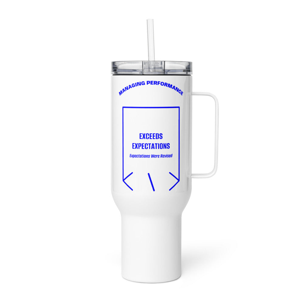 Exceeds Expectations — White Blue back mockup (40 oz)