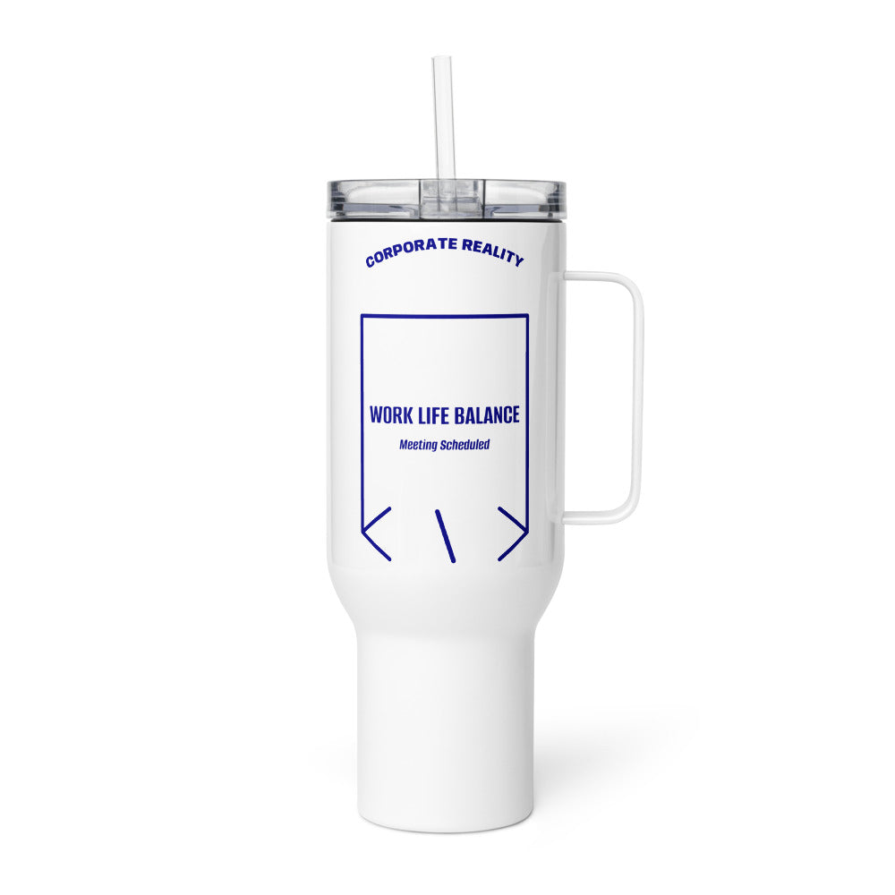 Work Life Balance — White Navy back mockup (40 oz)