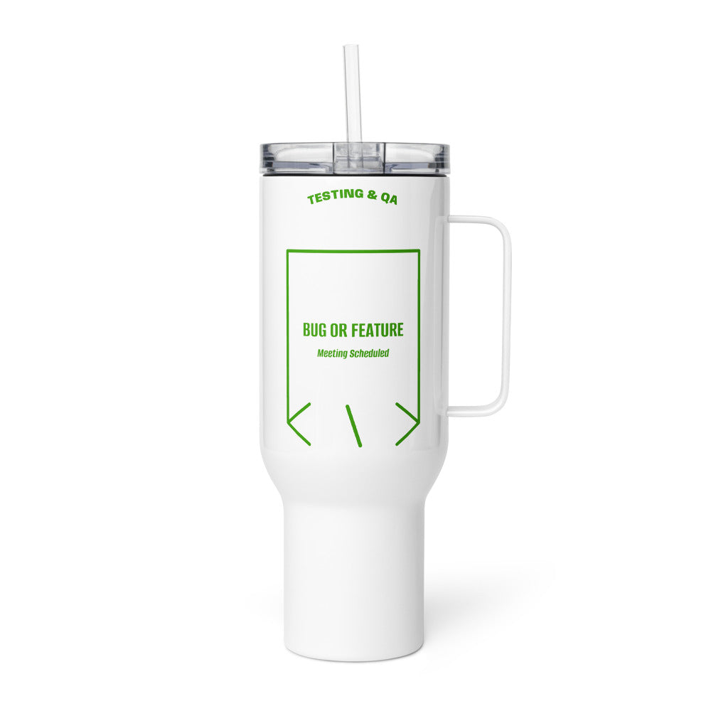 Bug Or Feature — White Green back mockup (40 oz)