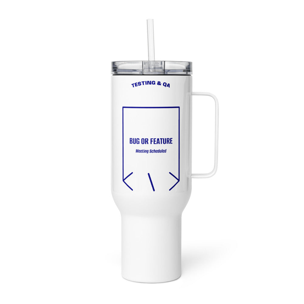 Bug Or Feature — White Navy back mockup (40 oz)
