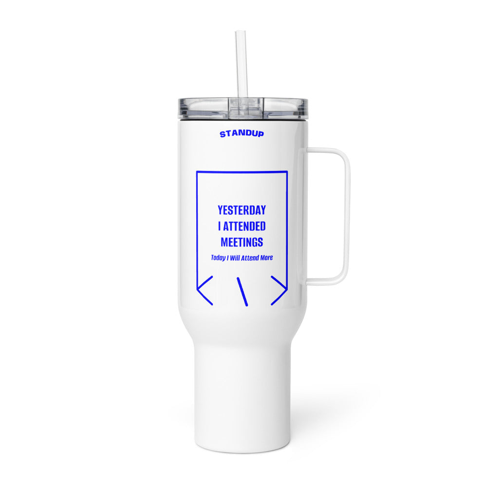 Yesterday I Attended Meetings — White Blue back mockup (40 oz)