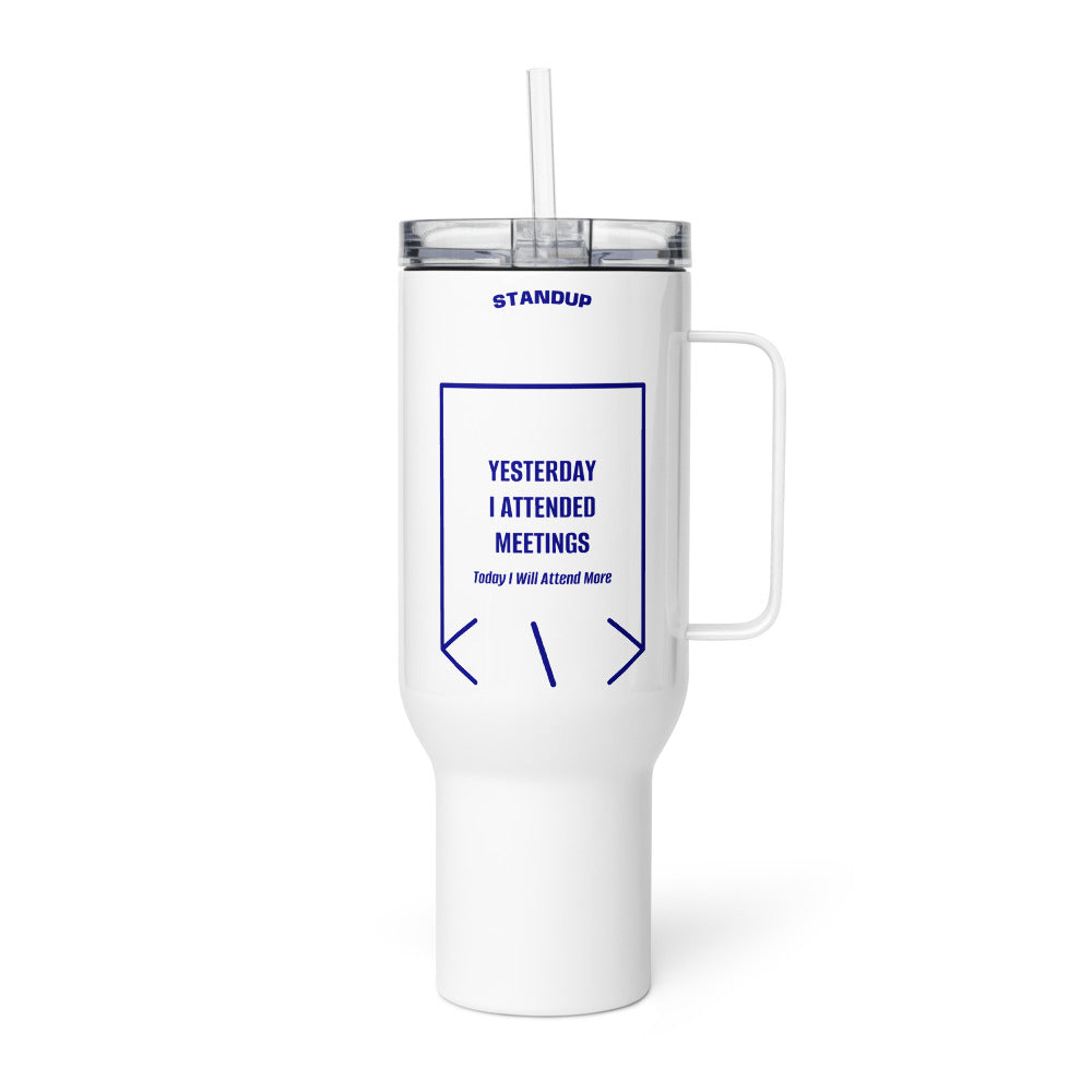 Yesterday I Attended Meetings — White Navy back mockup (40 oz)