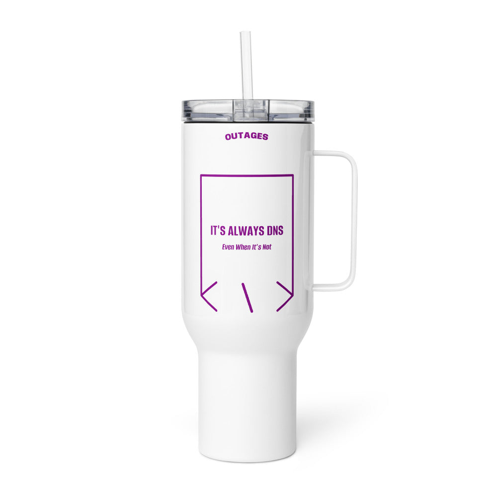 It's Always DNS — White Purple back mockup (40 oz)