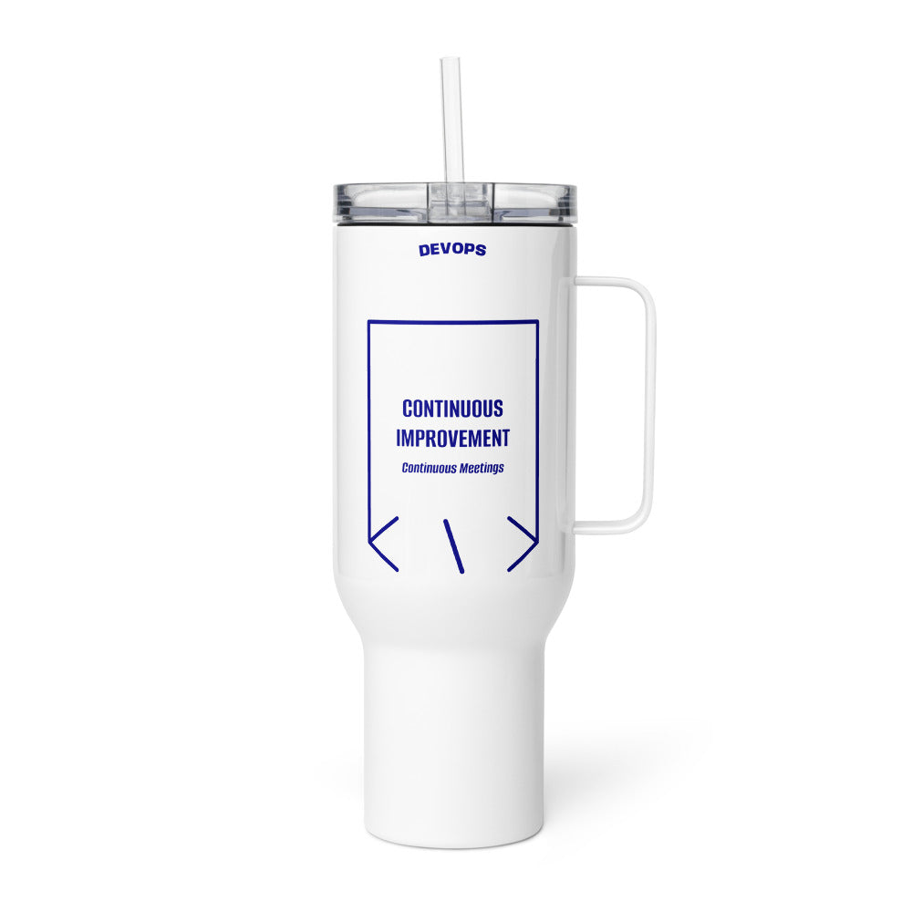 Continuous Improvement — White Navy back mockup (40 oz)