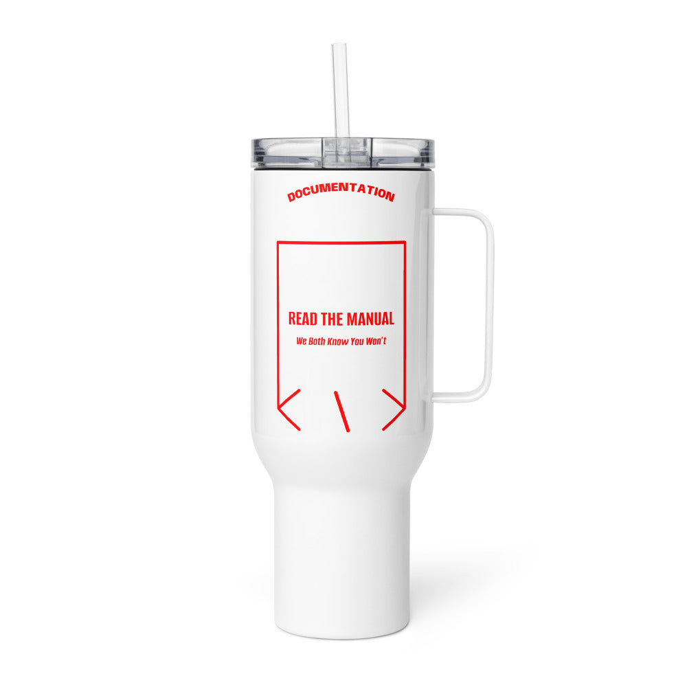 Read The Manual — White Red back mockup (40 oz)