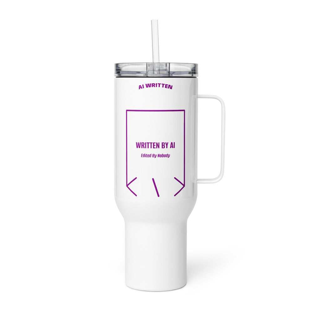 Written By AI — White Purple back mockup (40 oz)
