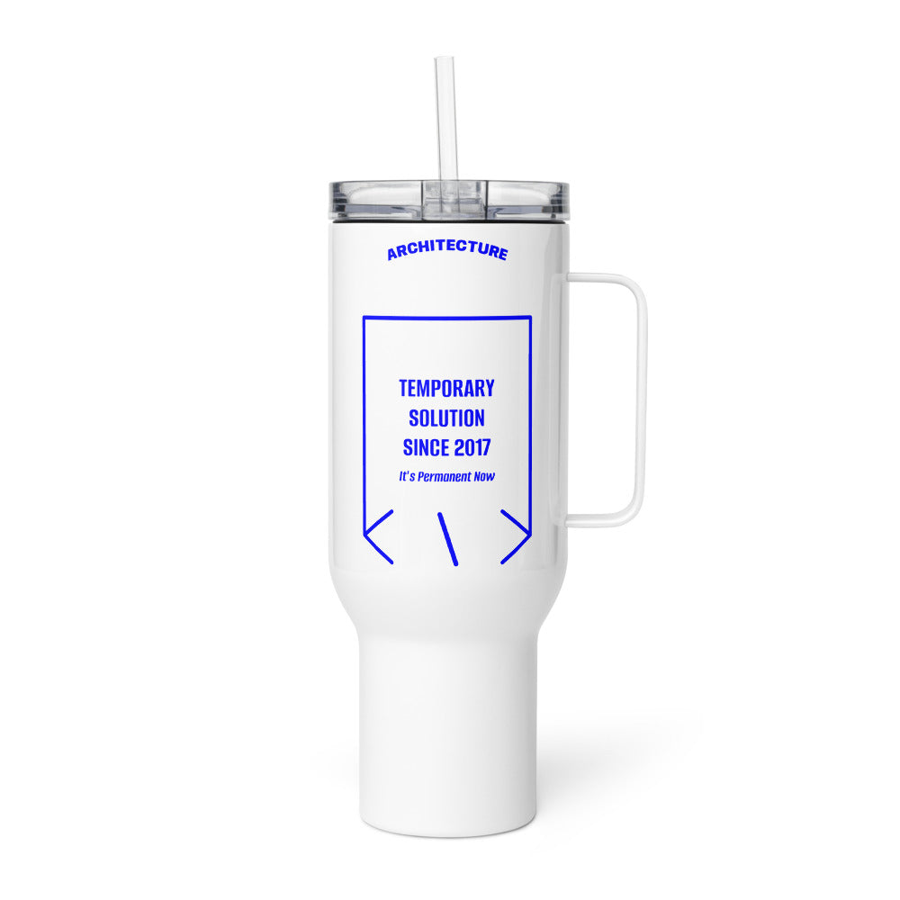 Temporary Solution Since 2017 — White Blue back mockup (40 oz)