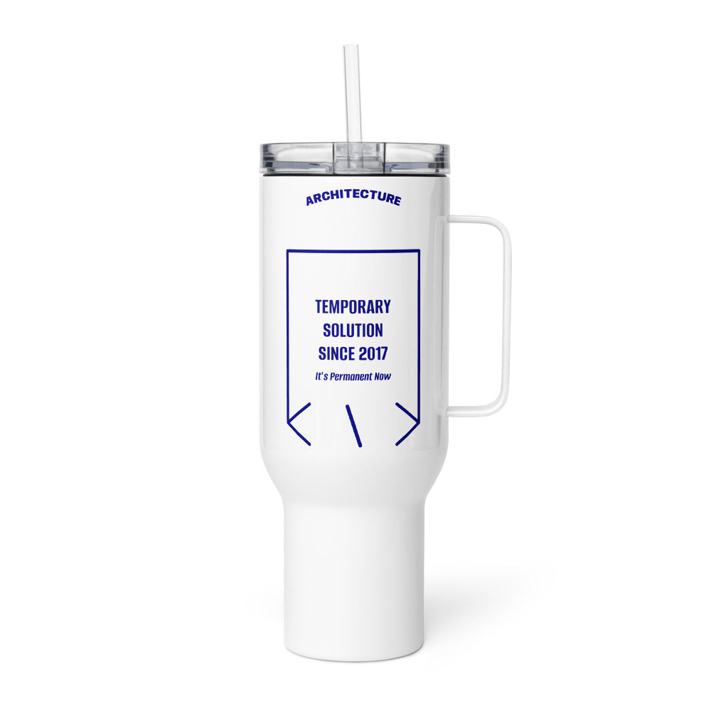 Temporary Solution Since 2017 — White Navy back mockup (40 oz)