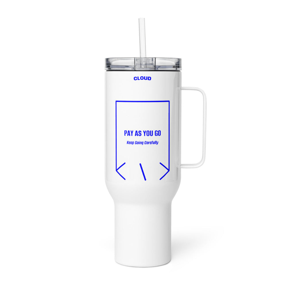 Pay As You Go — White Blue back mockup (40 oz)