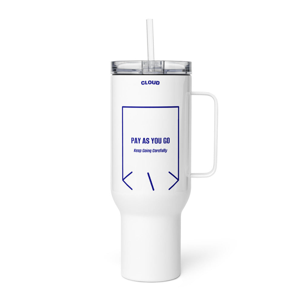 Pay As You Go — White Navy back mockup (40 oz)
