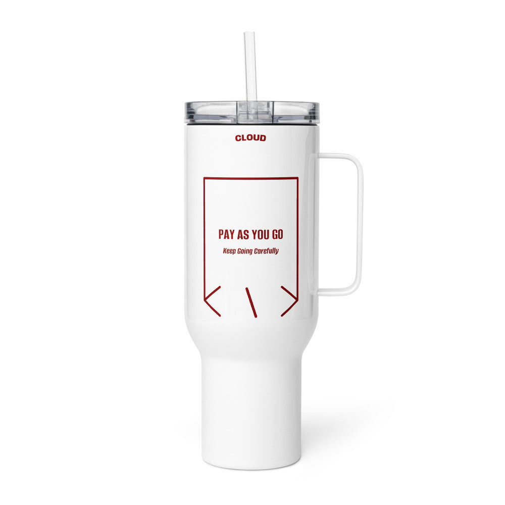 Pay As You Go — White Maroon back mockup (40 oz)