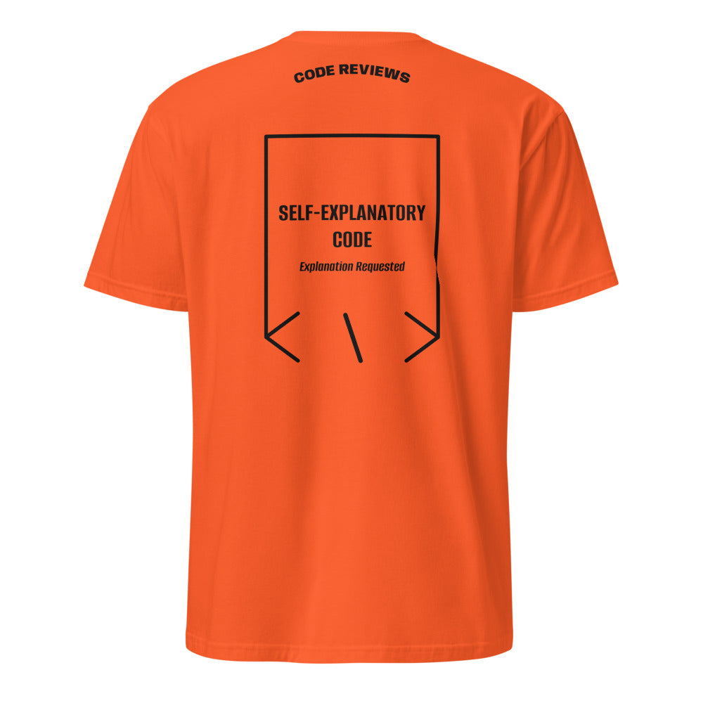 Self-Explanatory Code — Orange Black back mockup