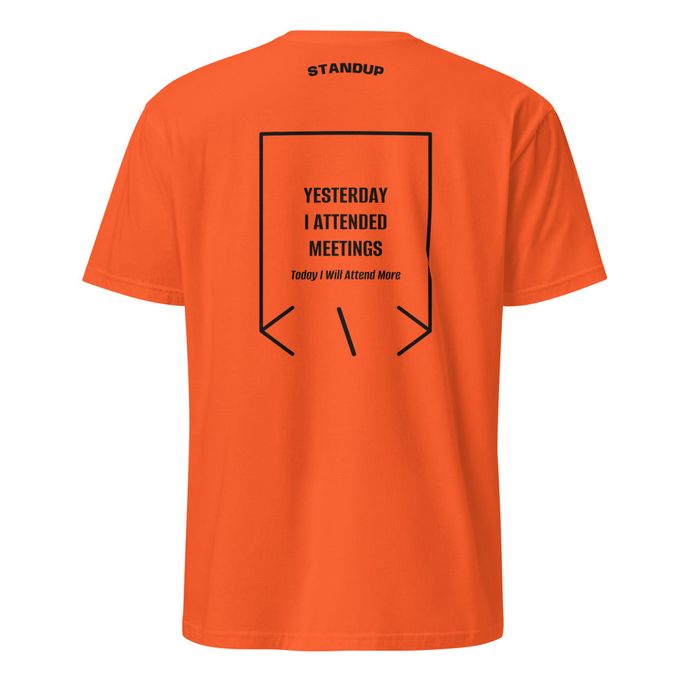 Yesterday I Attended Meetings — Orange Black back mockup