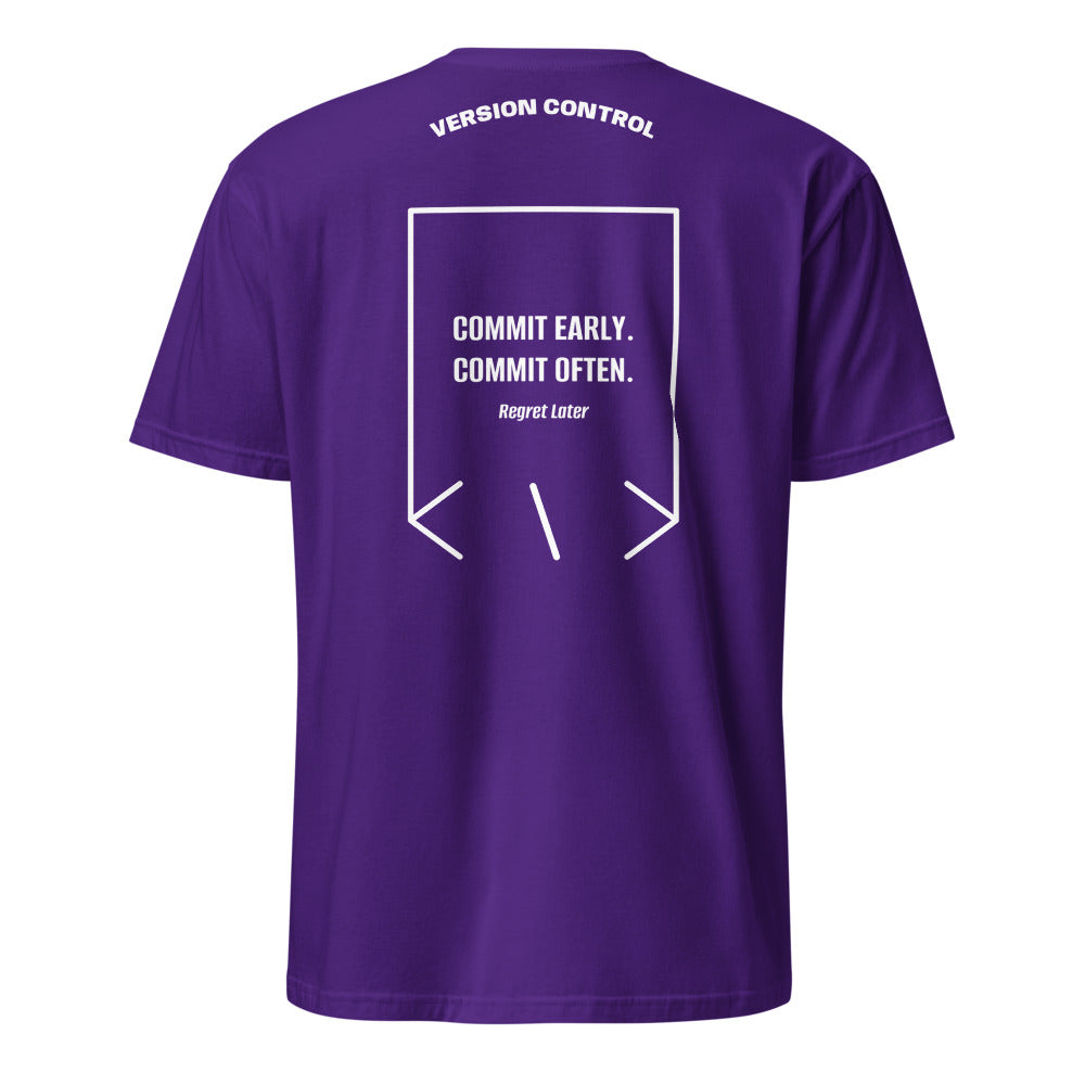 Commit Early. Commit Often. — Purple White back mockup
