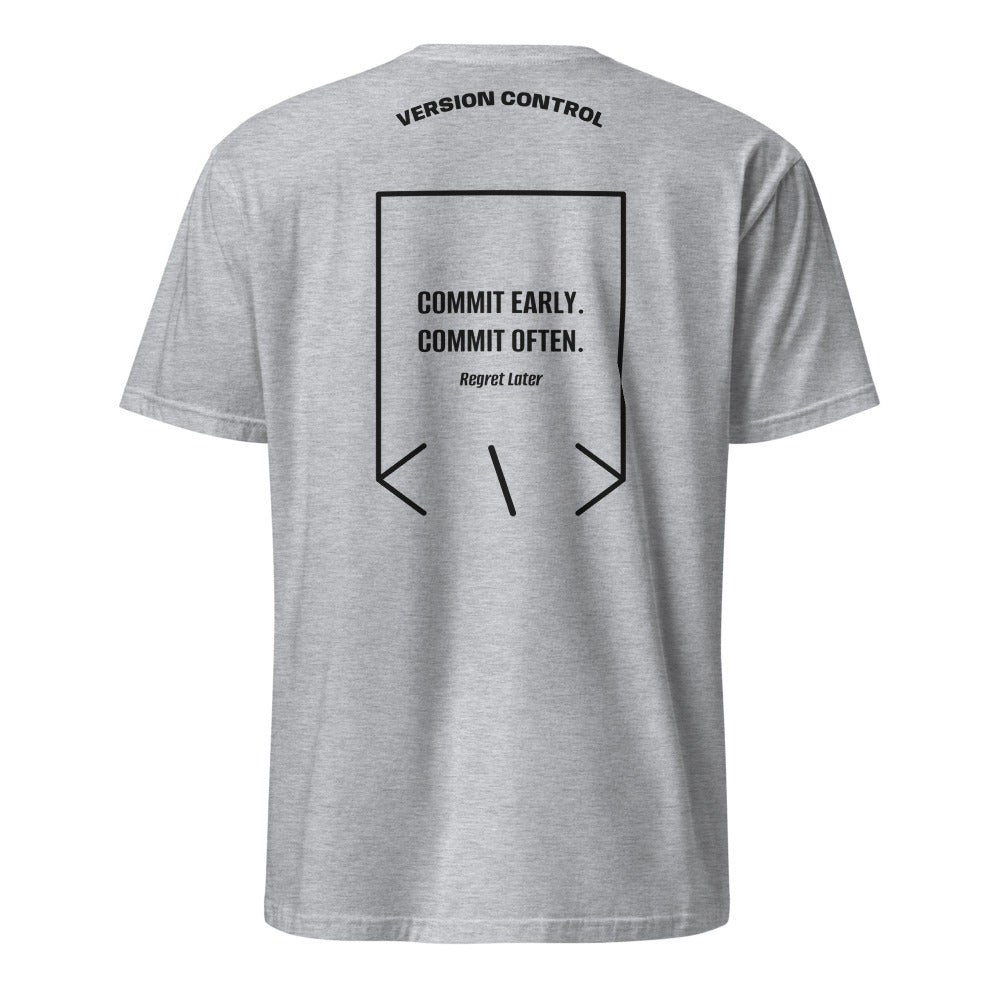 Commit Early. Commit Often. — Sport Grey Black back mockup