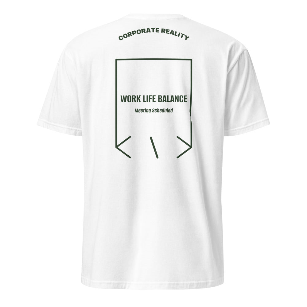 Work Life Balance — White Forest Green back mockup