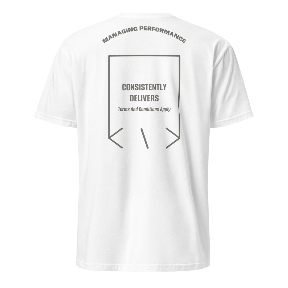 Consistently Delivers — White Charcoal back mockup