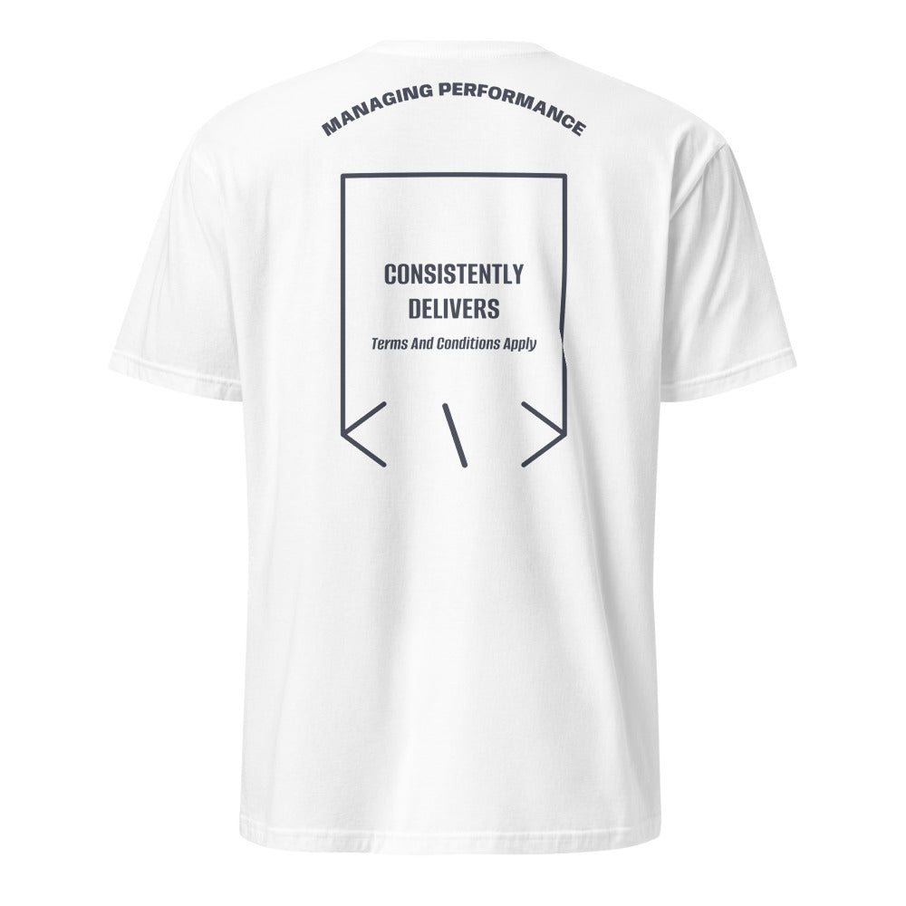 Consistently Delivers — White Heather Navy back mockup