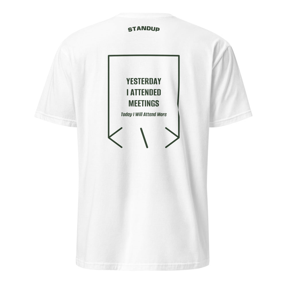 Yesterday I Attended Meetings — White Forest Green back mockup