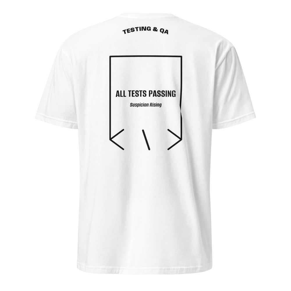 All Tests Passing — White Black back mockup