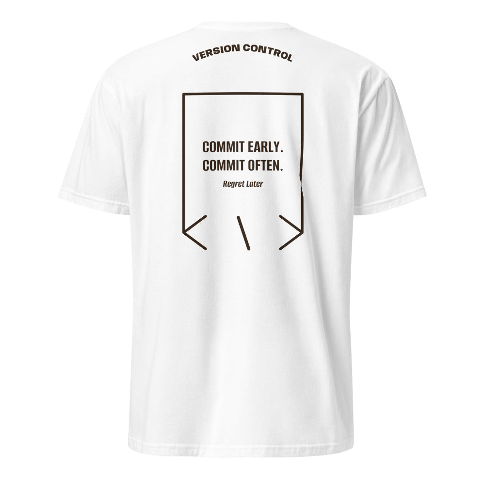 Commit Early. Commit Often. — White Dark Chocolate back mockup