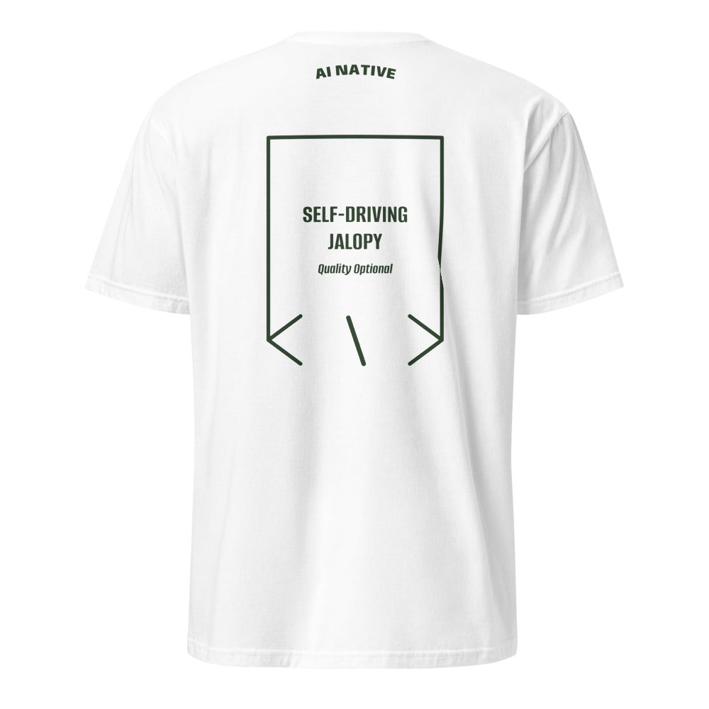 Self-Driving Jalopy — White Forest Green back mockup