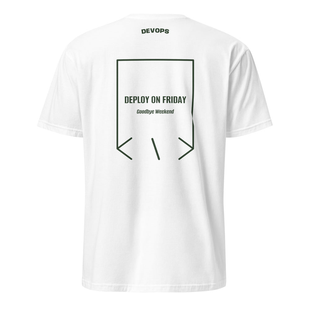 Deploy On Friday — White Forest Green back mockup