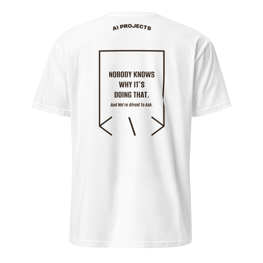 Nobody Knows Why It's Doing That. — White Dark Chocolate back mockup