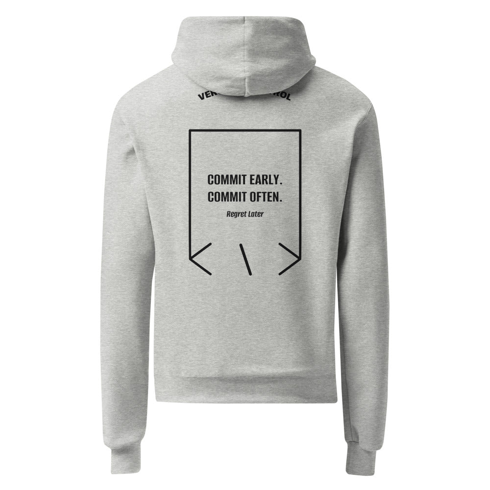 Commit Early. Commit Often. — secondary back mockup