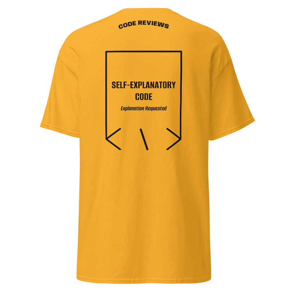 Self-Explanatory Code — Gold Black back mockup