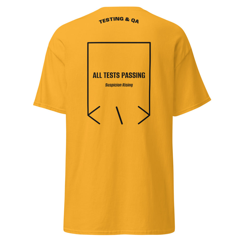 All Tests Passing — Gold Black back mockup