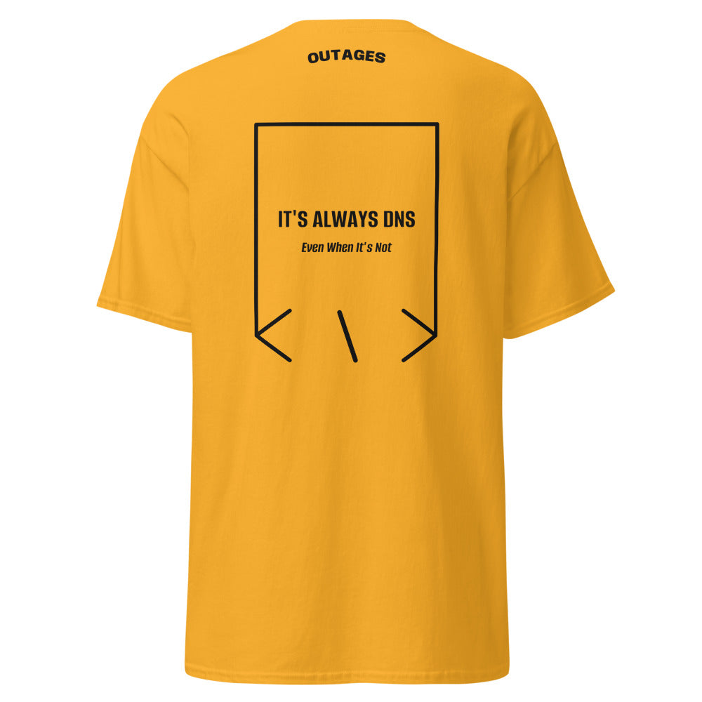 It's Always DNS — Gold Black back mockup