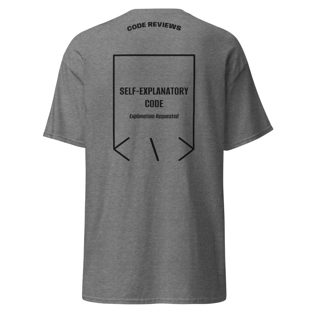 Self-Explanatory Code — Graphite Heather Black back mockup