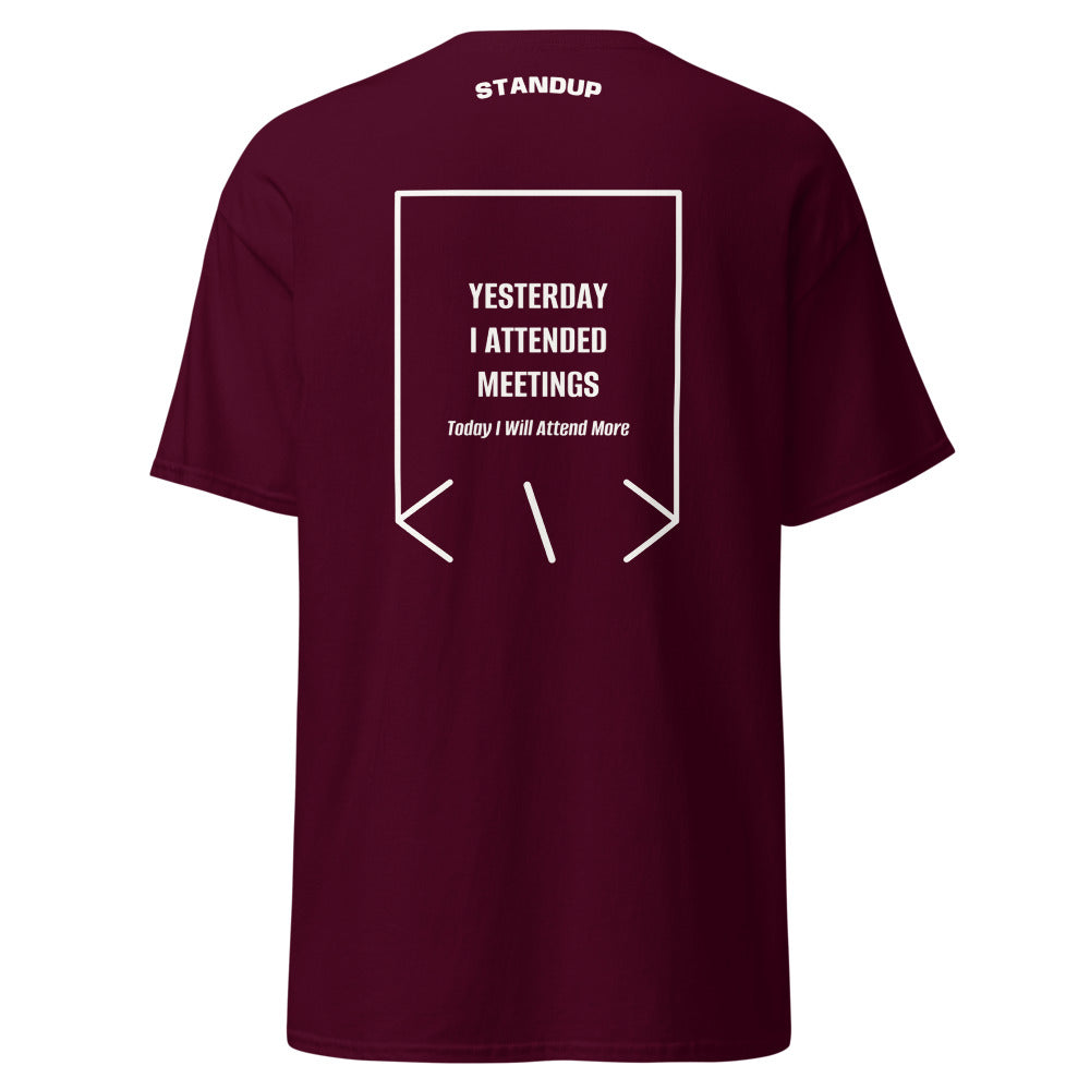 Yesterday I Attended Meetings — Maroon White back mockup