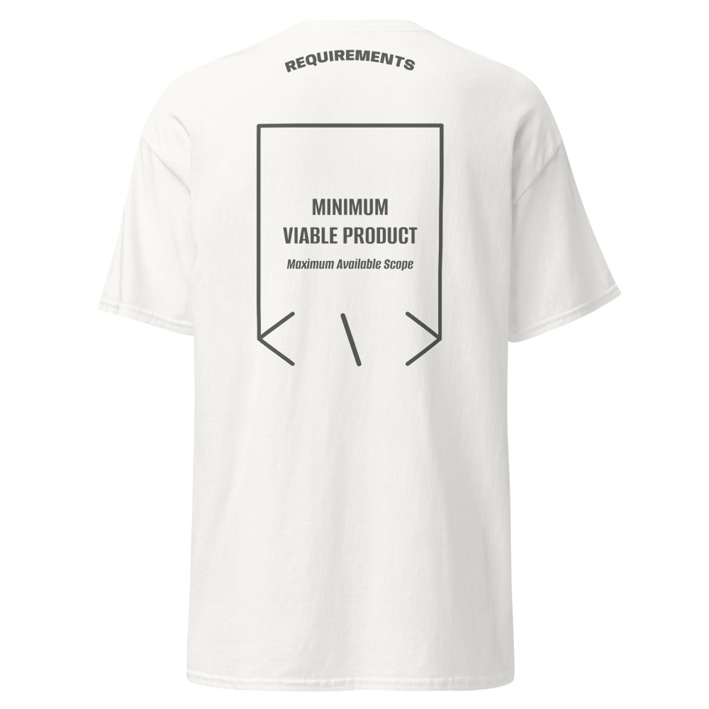 Minimum Viable Product — White Dark Heather back mockup