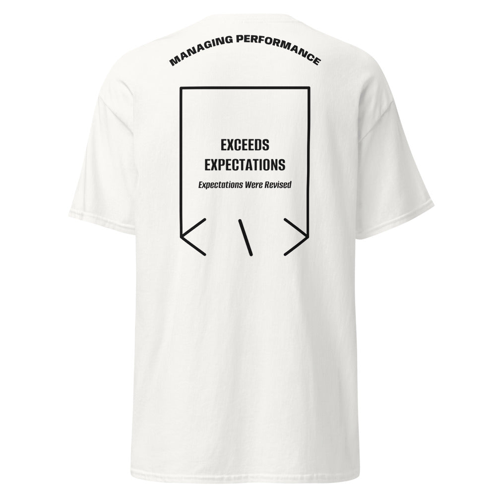 Exceeds Expectations — White Black back mockup