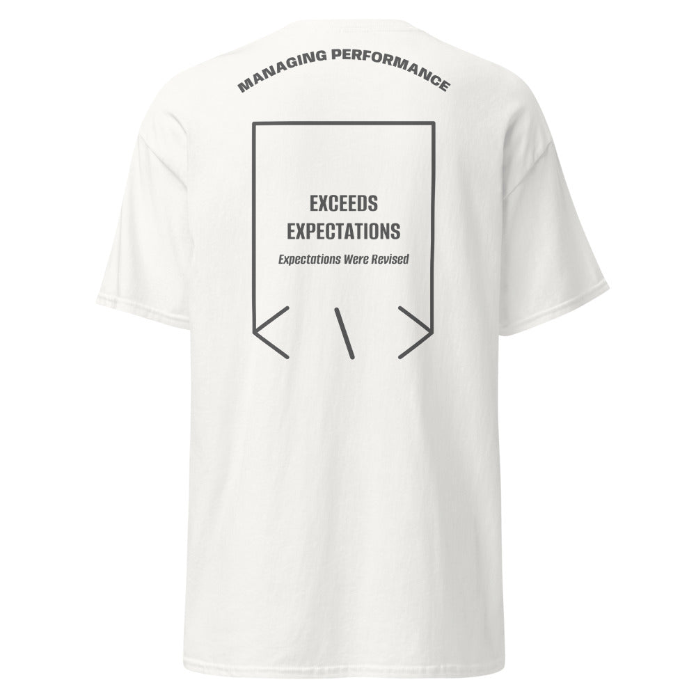 Exceeds Expectations — White Dark Heather back mockup