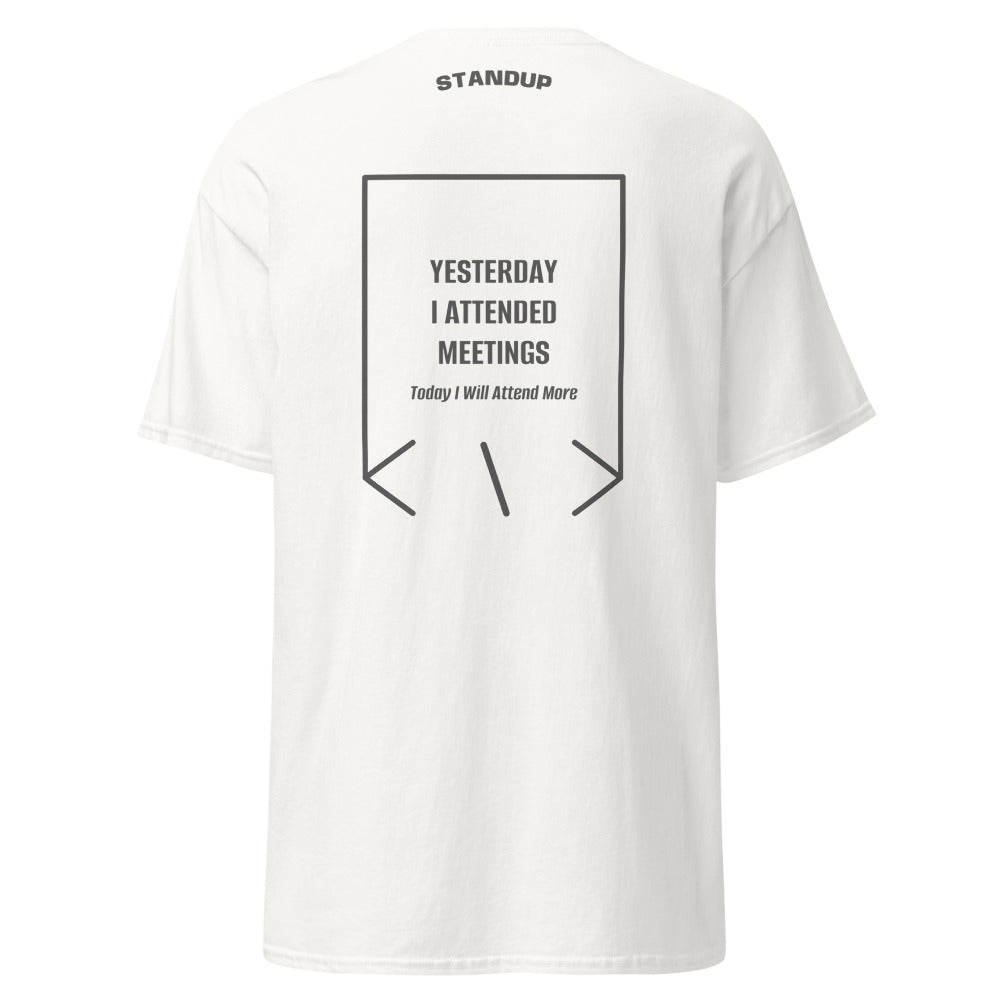 Yesterday I Attended Meetings — White Dark Heather back mockup