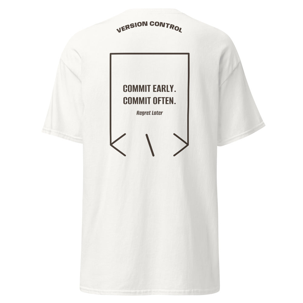 Commit Early. Commit Often. — White Dark Chocolate back mockup