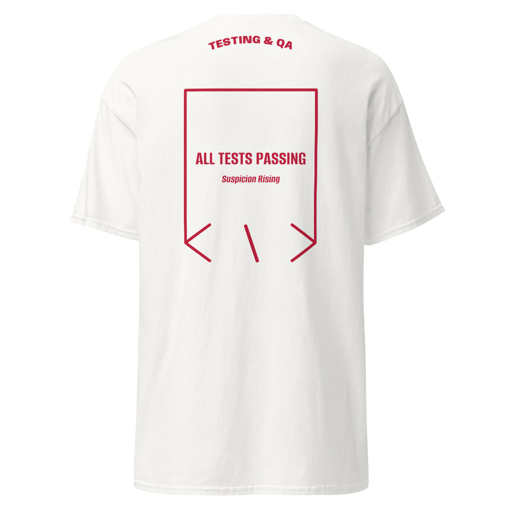 All Tests Passing — White Cardinal back mockup