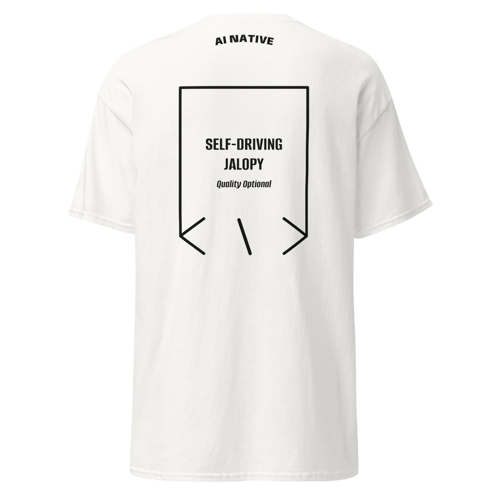 Self-Driving Jalopy — White Black back mockup