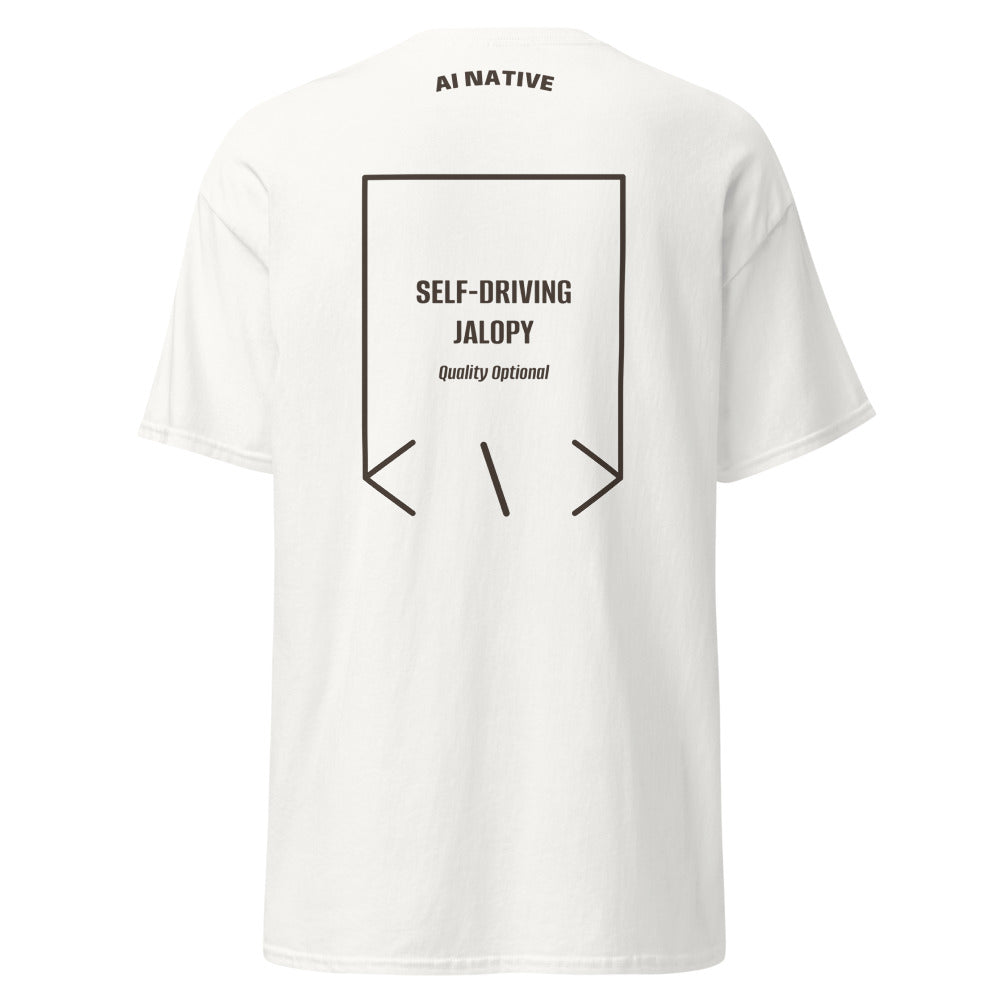 Self-Driving Jalopy — White Dark Chocolate back mockup