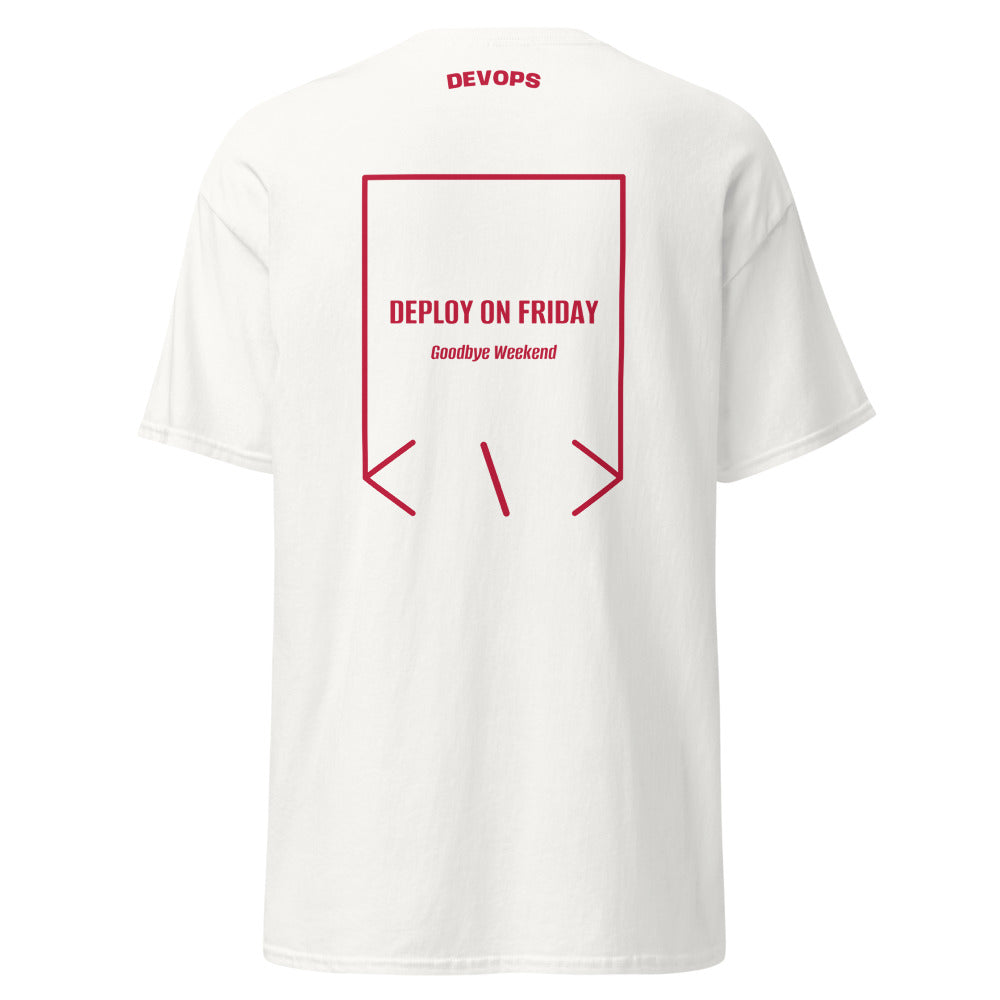 Deploy On Friday — White Cardinal back mockup
