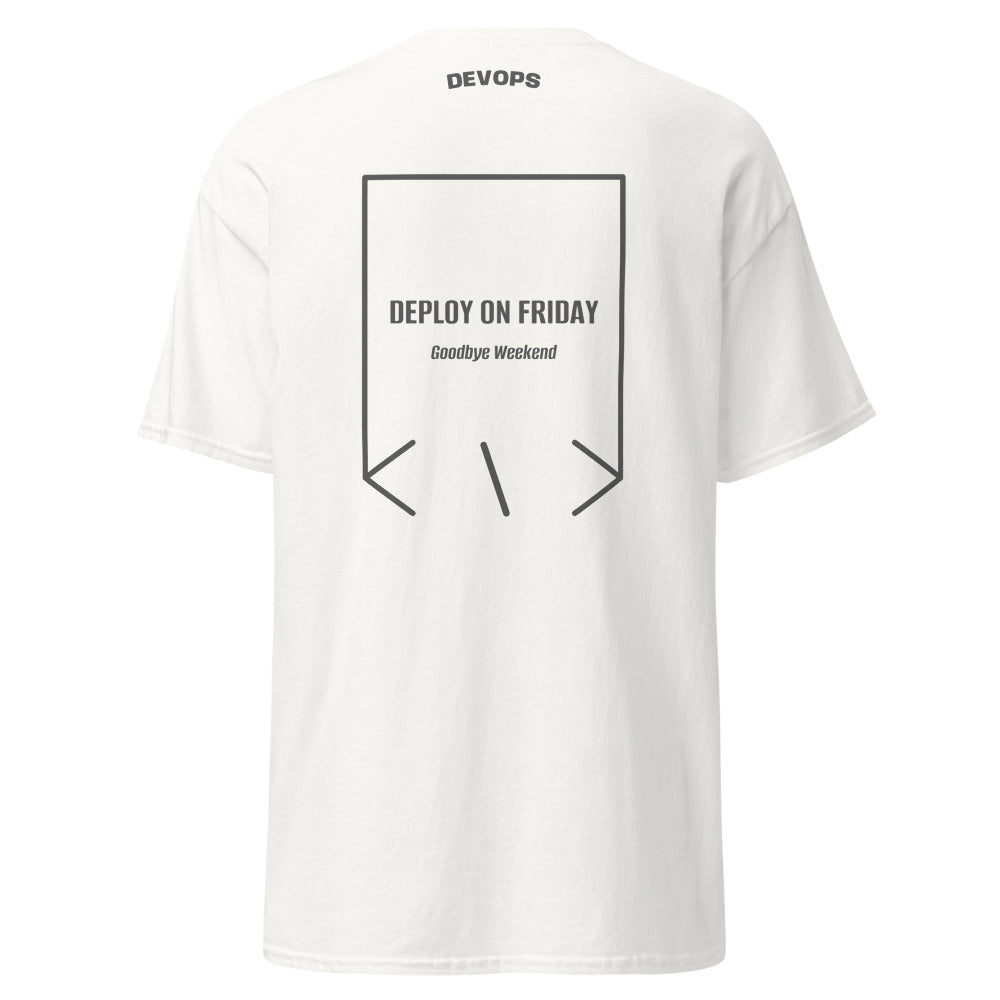 Deploy On Friday — White Dark Heather back mockup