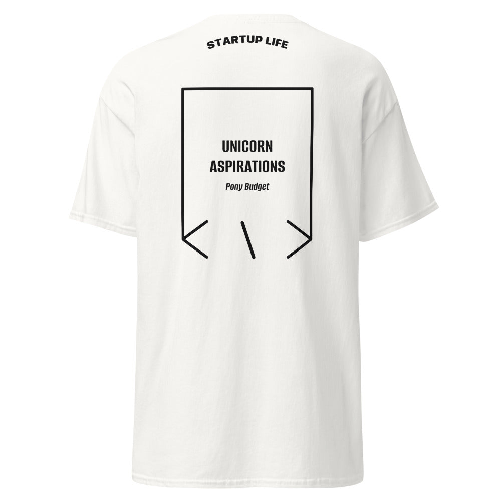 Unicorn Aspirations — White Black back mockup
