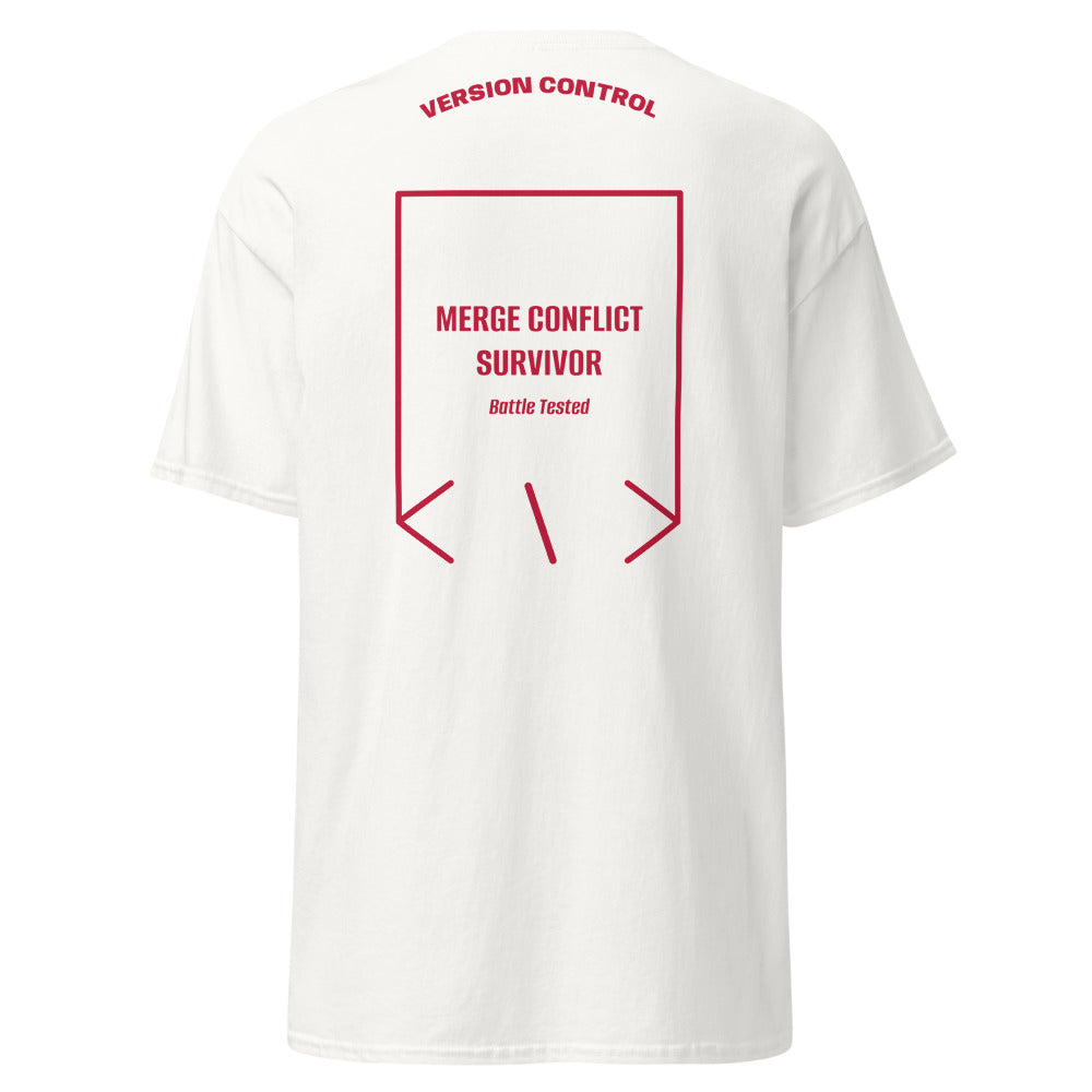 Merge Conflict Survivor — White Cardinal back mockup